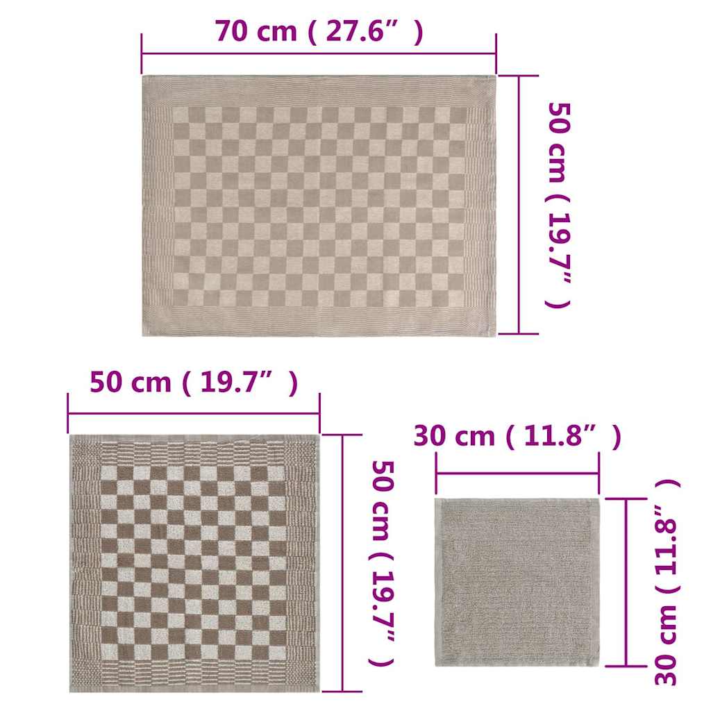Håndklædesæt 15 dele med ovnhandsker og grydelapper bomuld grå - number 9.