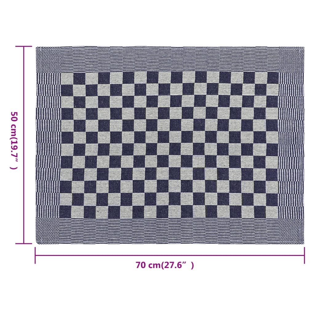 Viskestykker 10 stk. 50x70 cm bomuld blå og hvid - number 8.