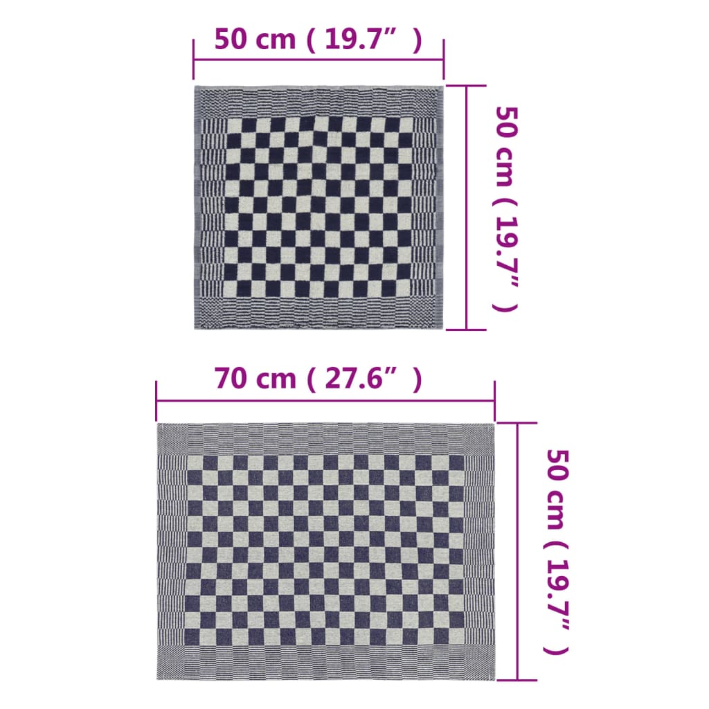 Ensemble de serviettes 10 pièces en coton bleu et blanc - number 11.