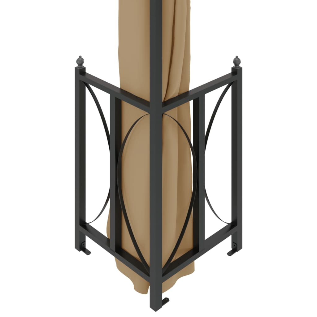 Pavillon med sidevægge og dobbelttag 3x4 m gråbrun - number 5.