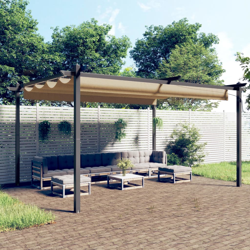 Gazebo with retractable roof 4x3 m - grey-brown, 4 x 3 x 2.2 m - number 1.
