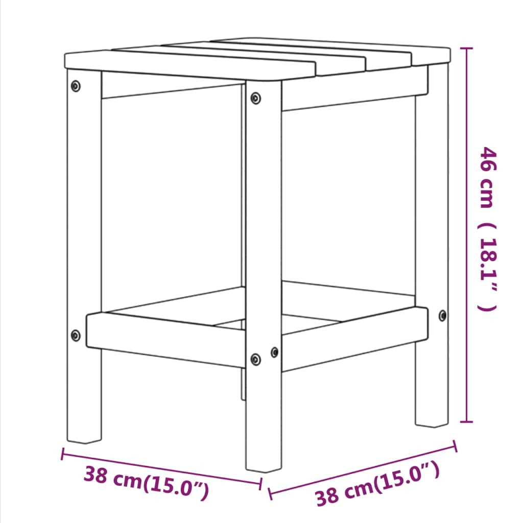 Adirondack-havebord 38x38x46 hdpe - hvid, 1 - number 7.