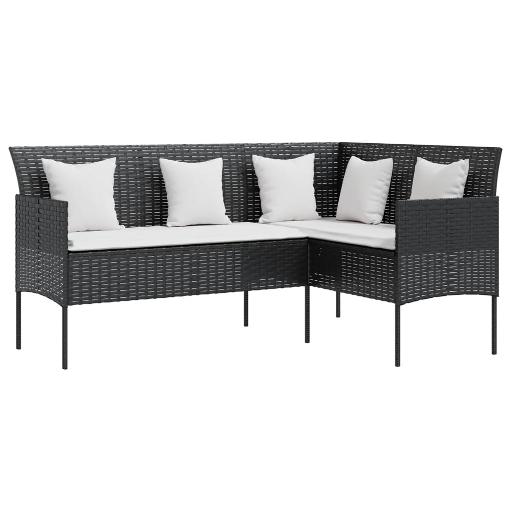 L-formet sofa med hynder - sort, 1, polyrattan - number 2.