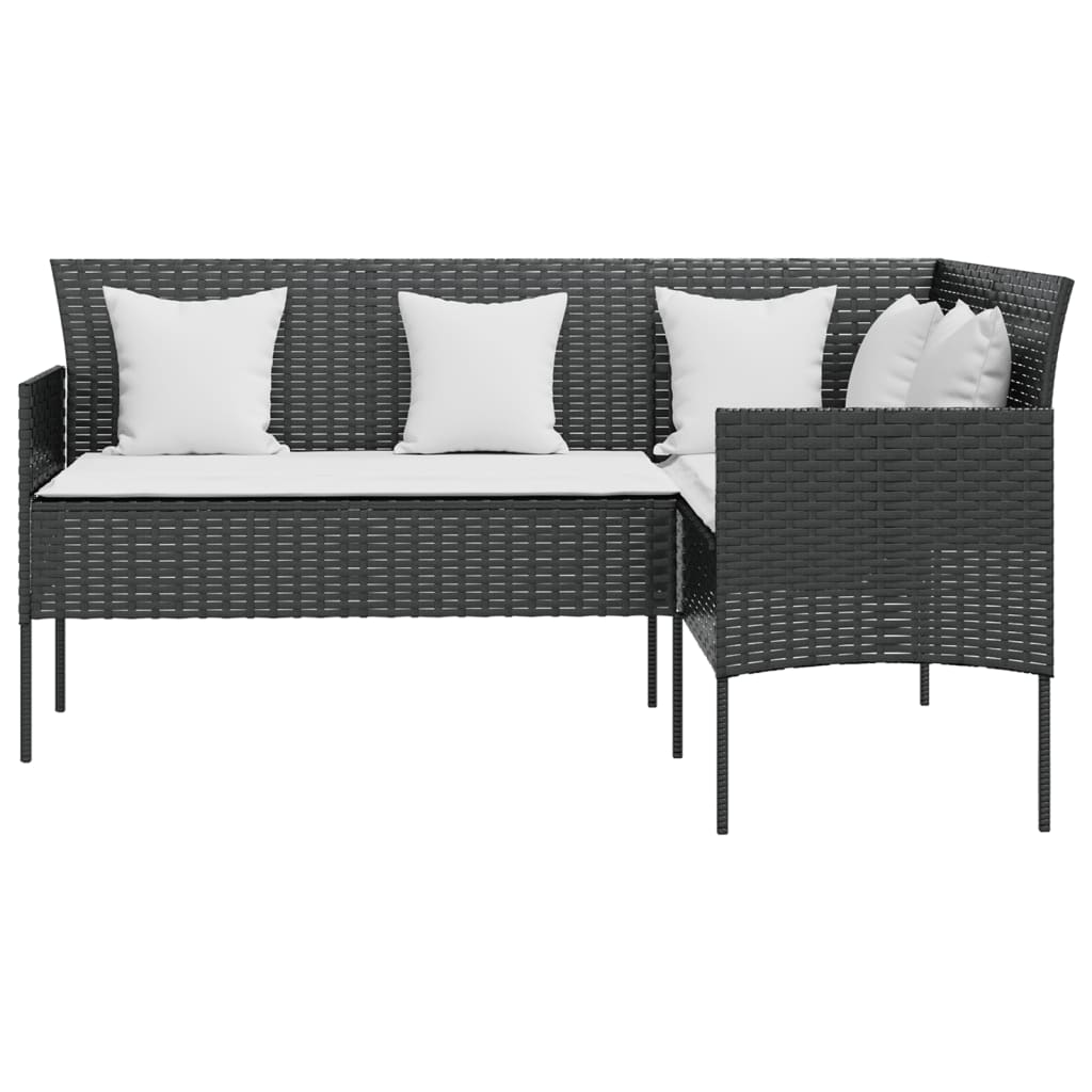 L-formet sofa med hynder - sort, 1, polyrattan - number 3.