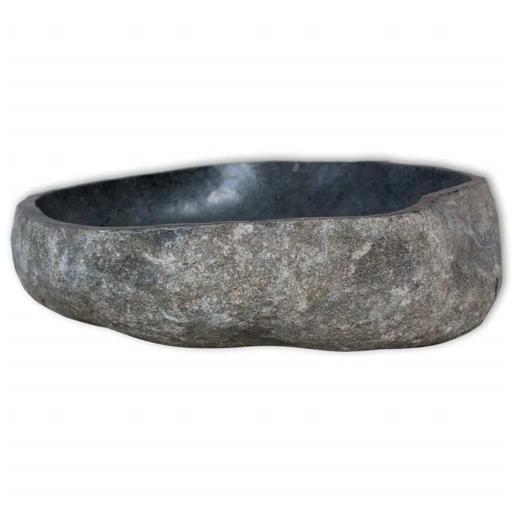 Badeværelsesskab med håndvaske flodsten massivt teaktræ - number 5.