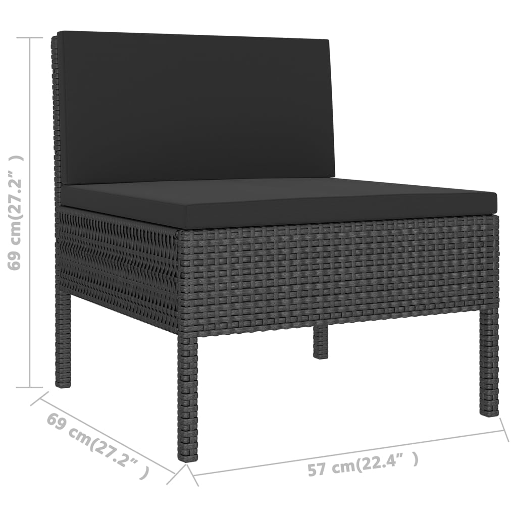 Havel lounge sett 14 deler med puter polyrattan black - 3x corner parts + 10x middle del + table, 1-1 - number 8.