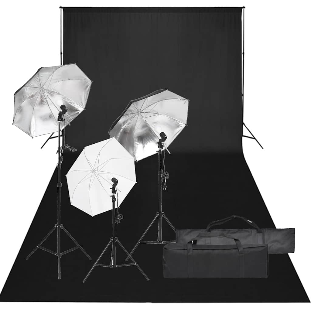 Set studio fotografico con set di lampade e sfondo - 600 x 300 cm (larghezza x lunghezza) - number 1.