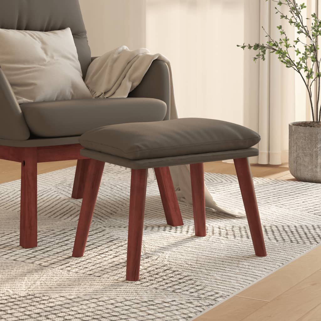 Fodskammel 45x29,5x35 cm kunstlæder - grå, 1, træben - number 1.