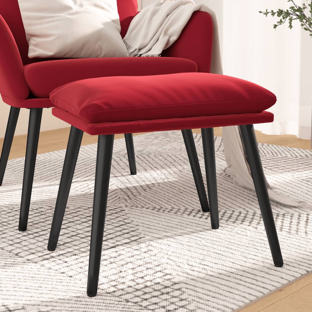 Fodskammel 45x29,5x35 cm fløjl vinrød - number 1.
