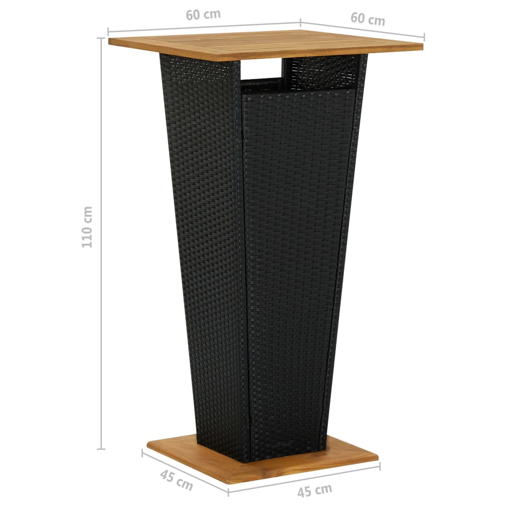 Barsæt til haven 3 dele med hynder polyrattan sort - number 10.