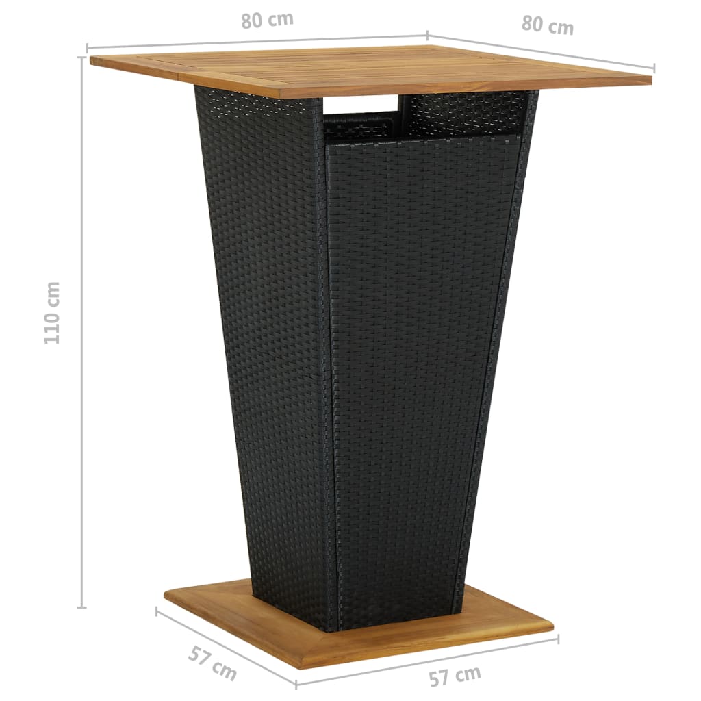 Barsæt til haven 3 dele med hynder polyrattan sort - number 10.