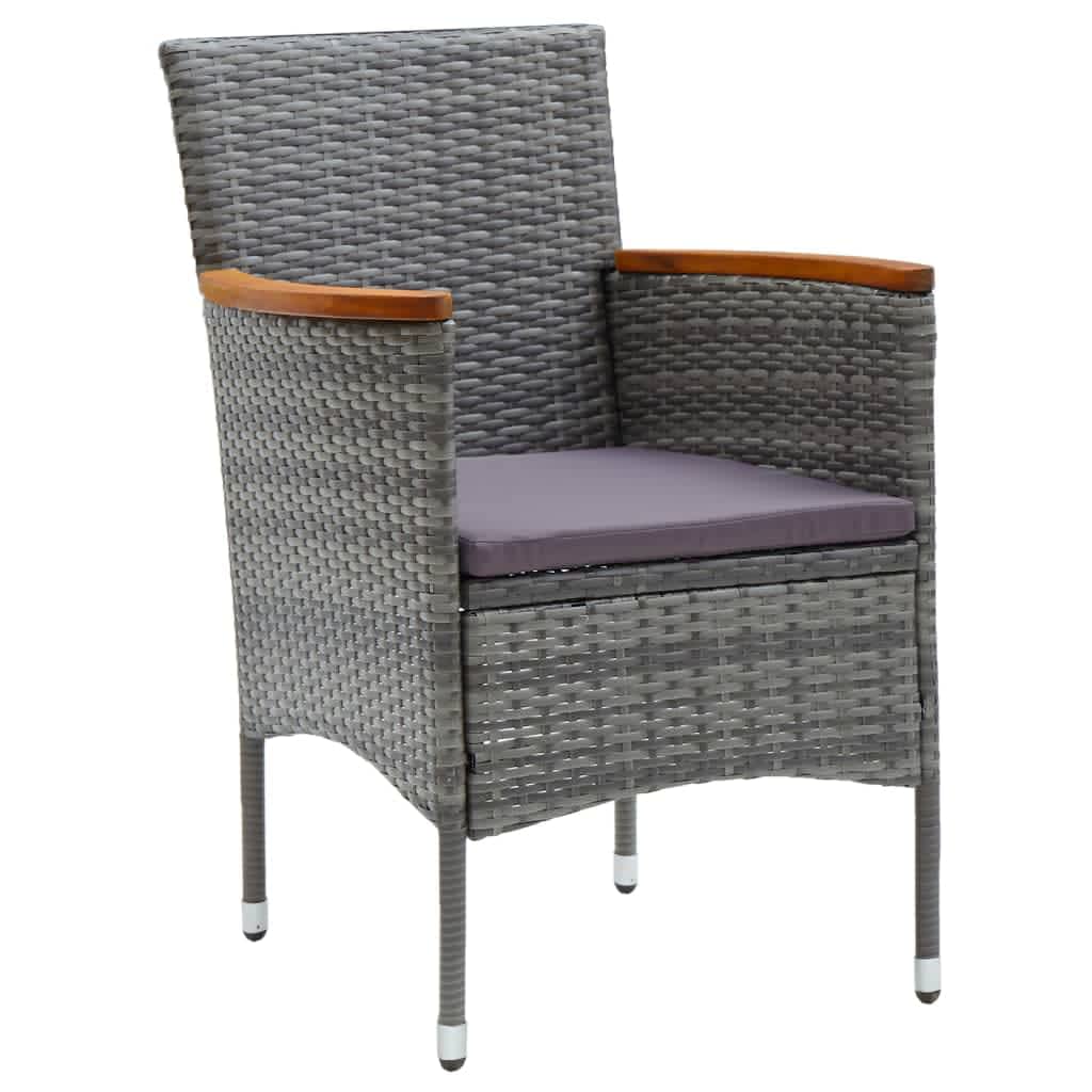 Spisebordssæt til haven 3 dele med hynder polyrattan grå - number 4.