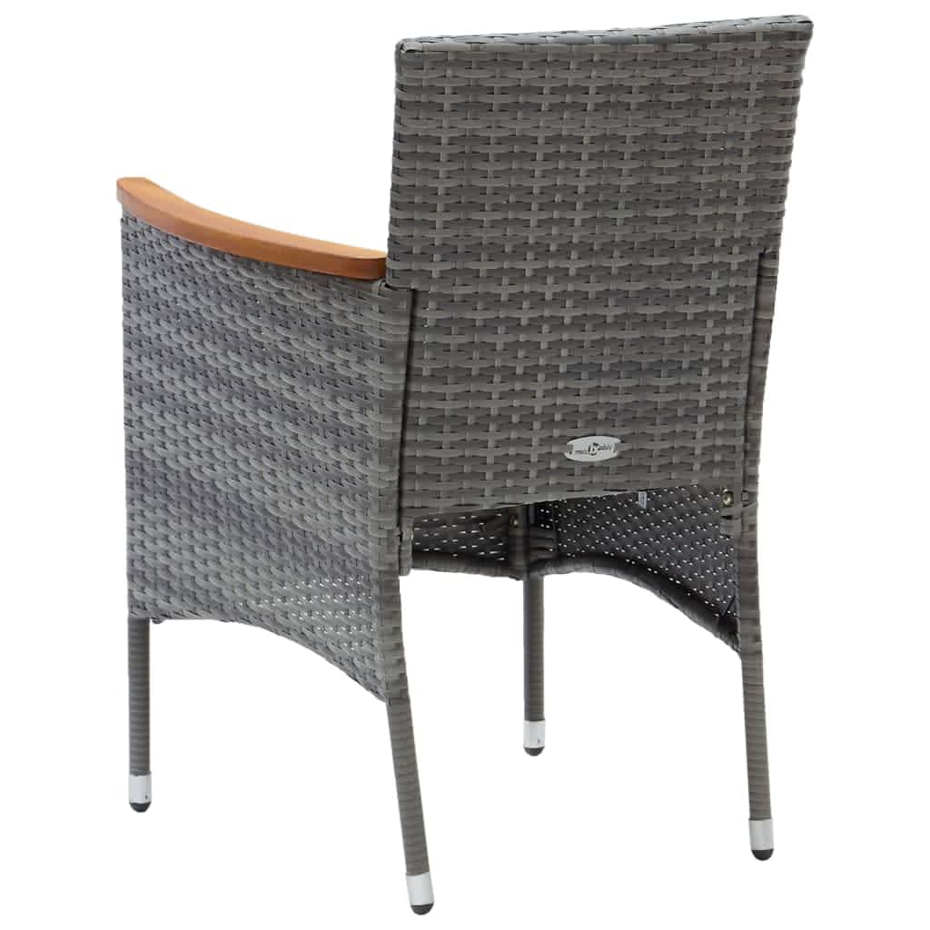 Spisebordssæt til haven 3 dele med hynder polyrattan grå - number 6.