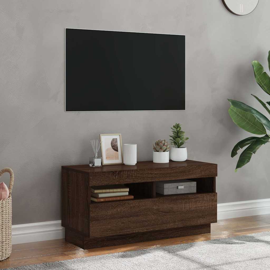 Tv-bord med led-lys 80x35x40 cm - brun eg, 1, 80 cm - number 1.