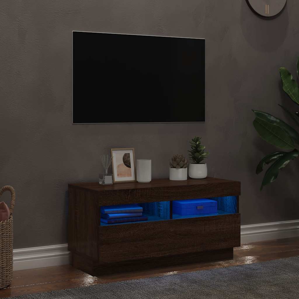 Tv-bord med led-lys 80x35x40 cm - brun eg, 1, 80 cm - number 3.