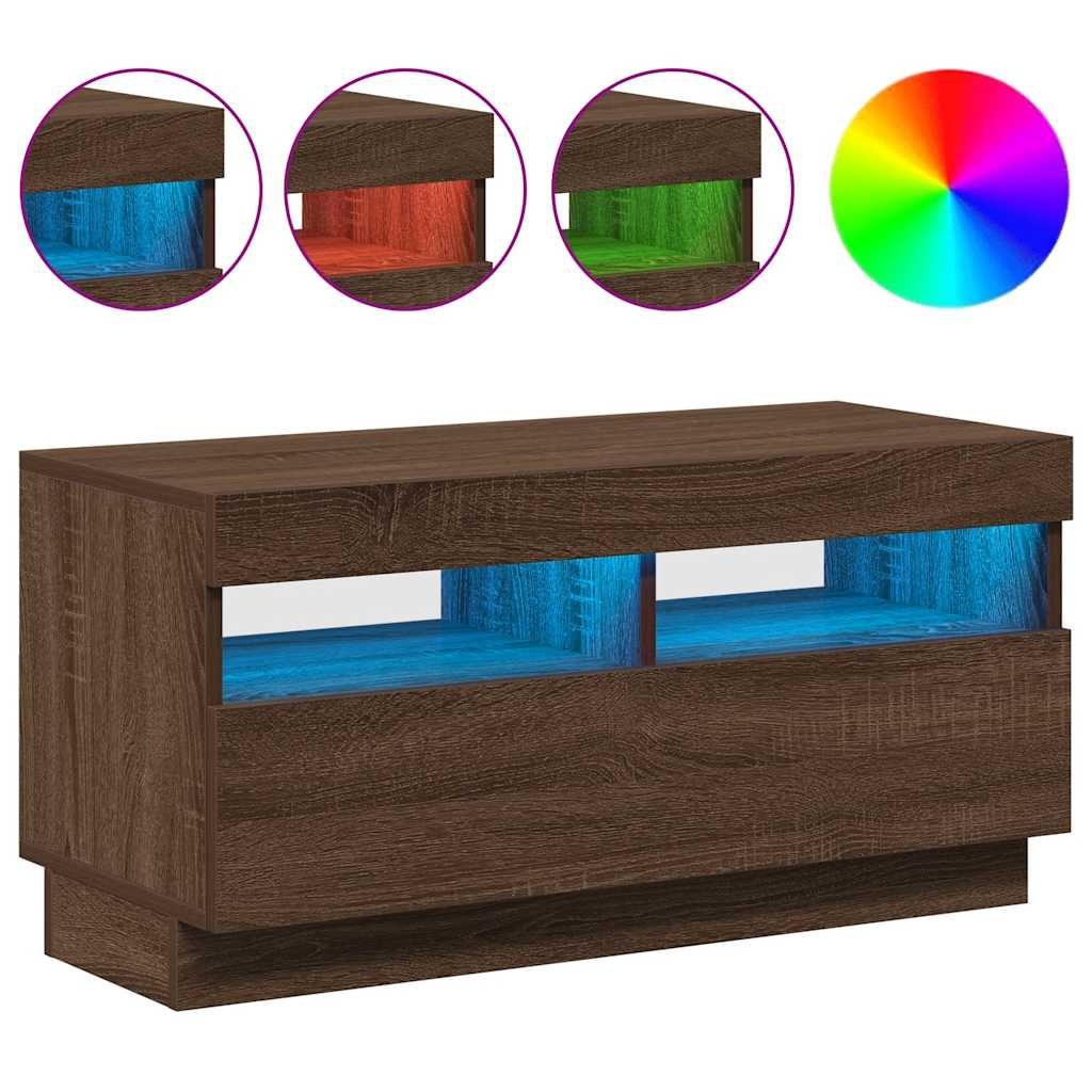 Tv-bord med led-lys 80x35x40 cm - brun eg, 1, 80 cm - number 5.