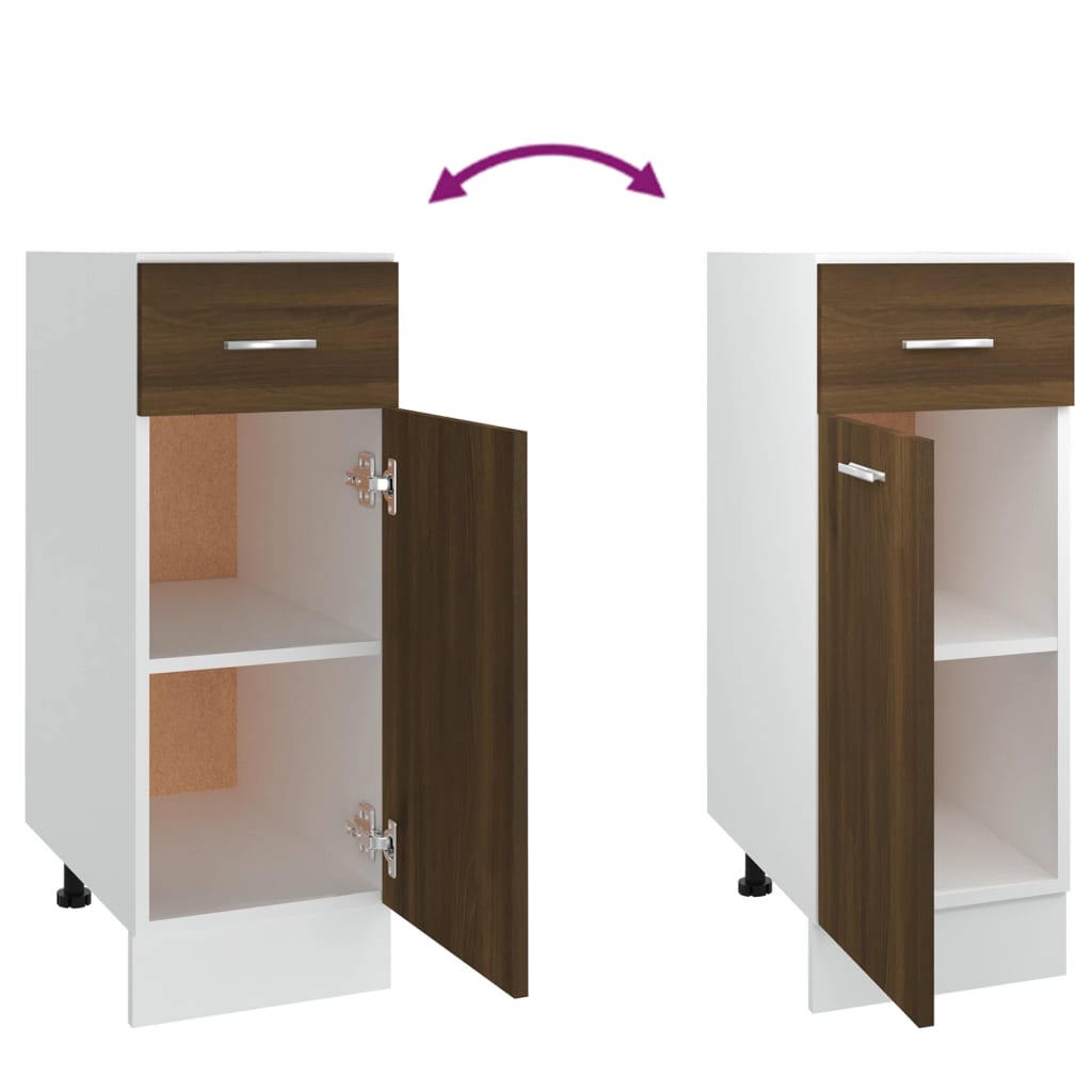 Underskap med skuff 30x46x81,5 cm konstruert tre brun eik - brun eik, 1, kjøkkenskap med skuffer 30 cm - number 8.