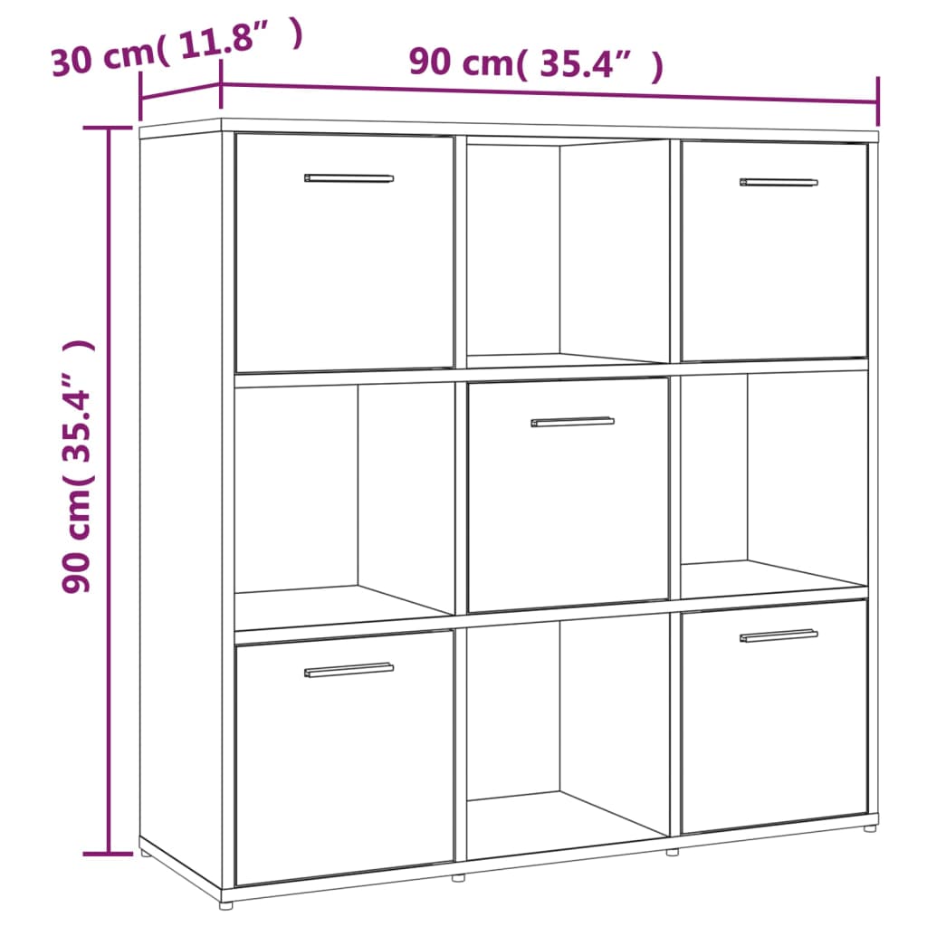 Libreria 90x30x90 cm legno ingegnerizzato - rovere sonoma grigio, 1 - number 8.