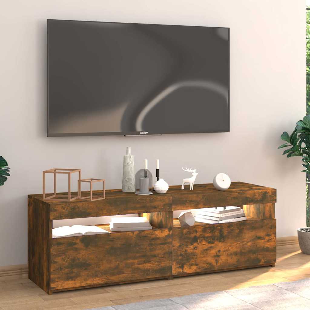 Tv-bord med led-lys 120x35x40 cm - røget eg, 1, 120 cm - number 4.