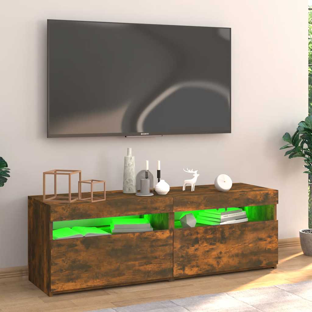 Tv-bord med led-lys 120x35x40 cm - røget eg, 1, 120 cm - number 6.