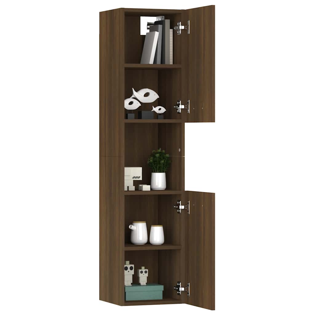 Badeværelsesskab 30x30x130 cm konstrueret træ brun egetræ - brun eg, 1, x - number 5.