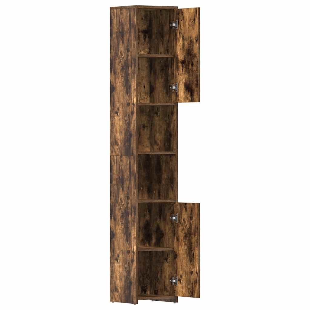 Badeværelsesskab 30x30x183,5 cm konstrueret træ røget egetræ - røget eg, med håndtag, 1, x - number 5.