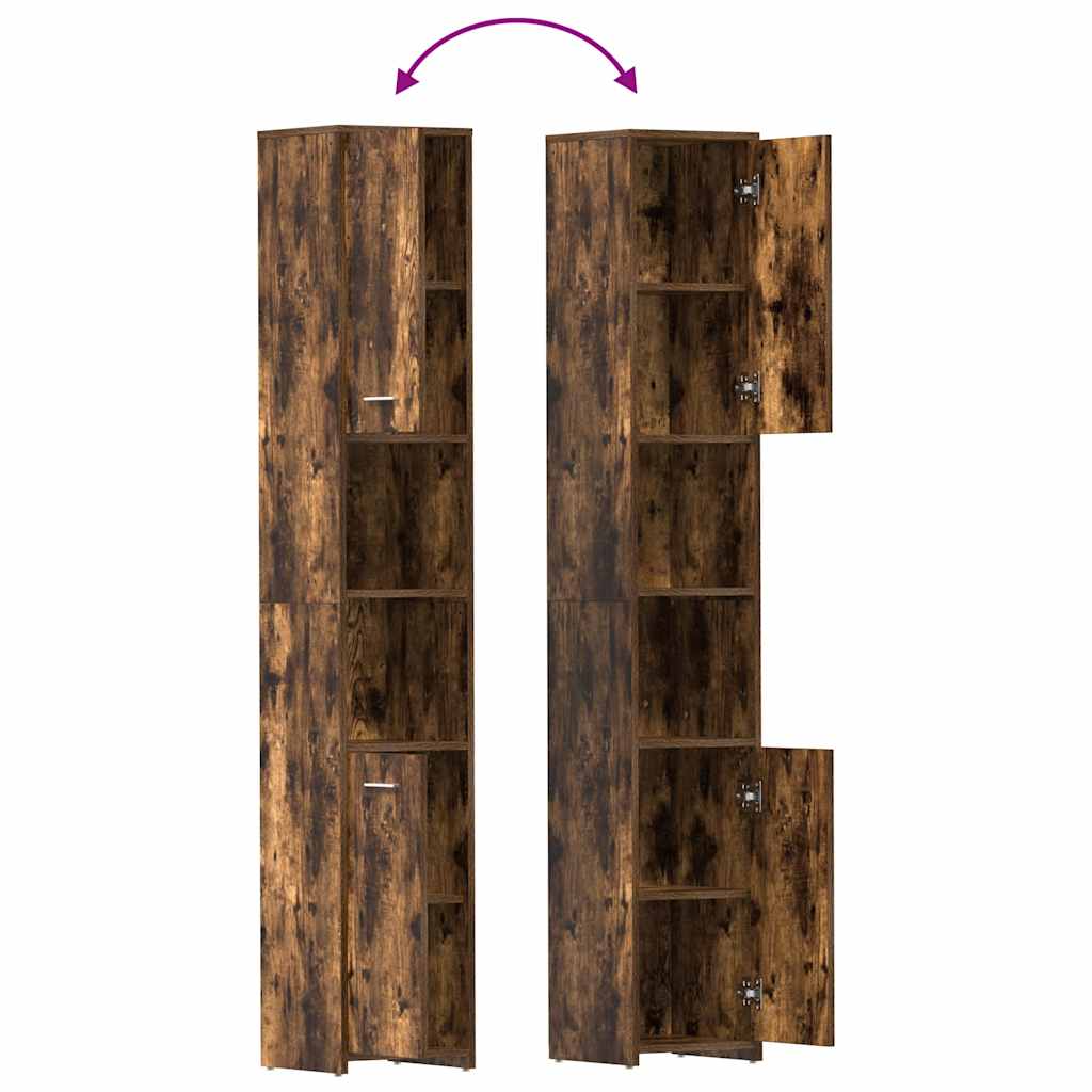 Badeværelsesskab 30x30x183,5 cm konstrueret træ røget egetræ - røget eg, med håndtag, 1, x - number 10.