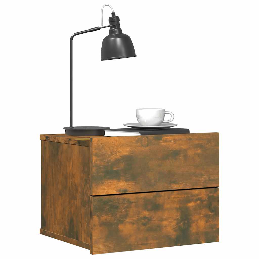 Sengeborde stk. 40x30x30 cm konstrueret træ røget egetræ - røget eg, 2 - number 3.