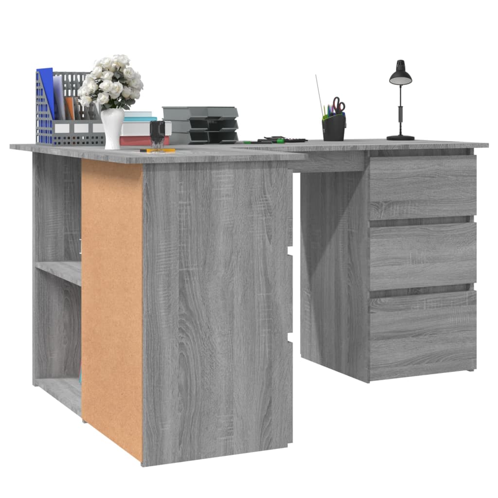 Desk 145x100x76 cm engineered wood - gray sonoma oak - number 4.