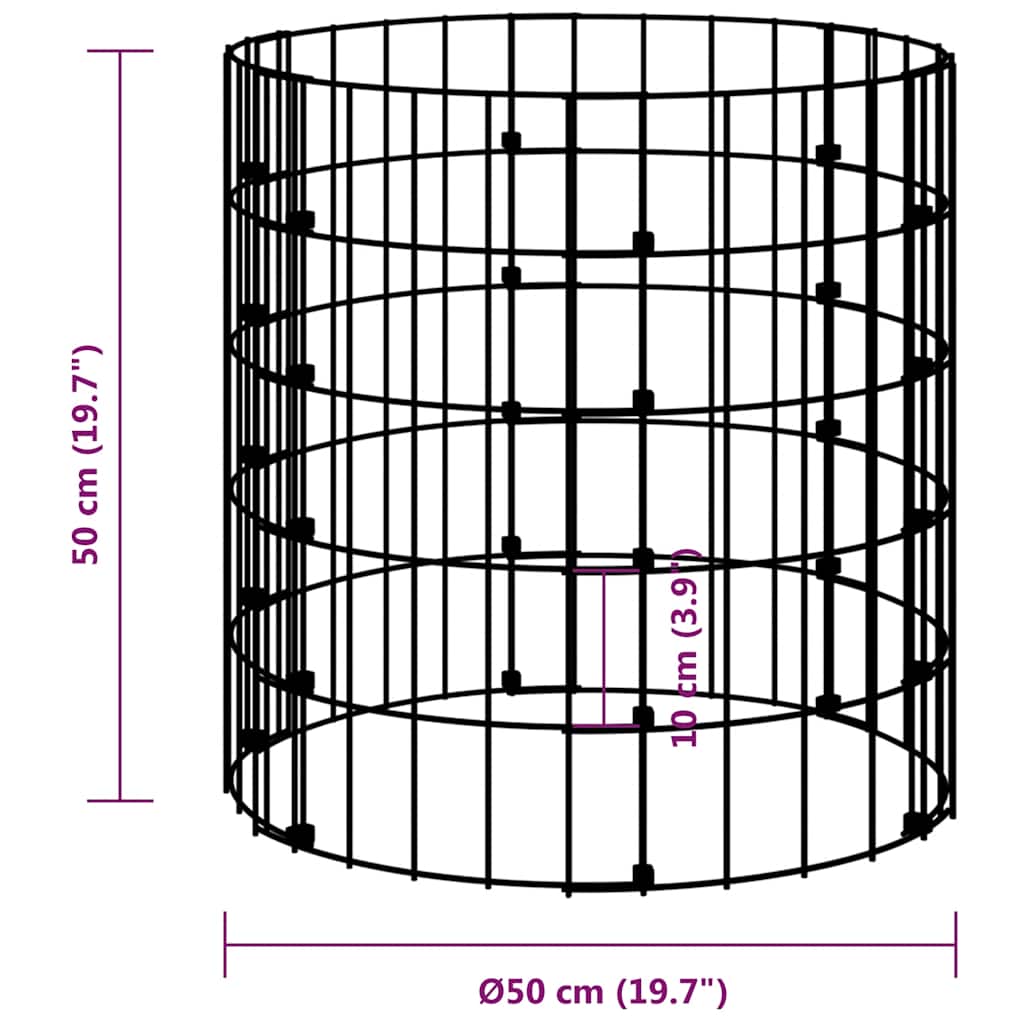 Colonne gabion en acier galvanisé ronde - ø 50 x 50 cm, 1 - number 6.