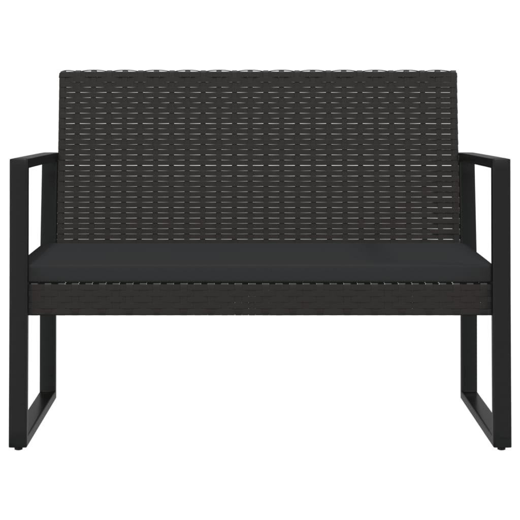 Loungesæt til haven 4 dele med hynder polyrattan sort - 106 x 57 x 73 cm (b x d x h), 49 x 46 x 3 5 cm (b x d x t), 80 x 40 x 38 5 cm (b x d x h) - number 7.