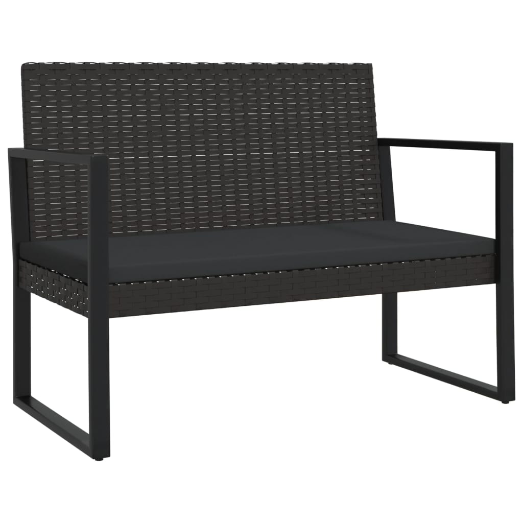 Loungesæt til haven 4 dele med hynder polyrattan sort - 106 x 57 x 73 cm (b x d x h), 49 x 46 x 3 5 cm (b x d x t), 80 x 40 x 38 5 cm (b x d x h) - number 8.
