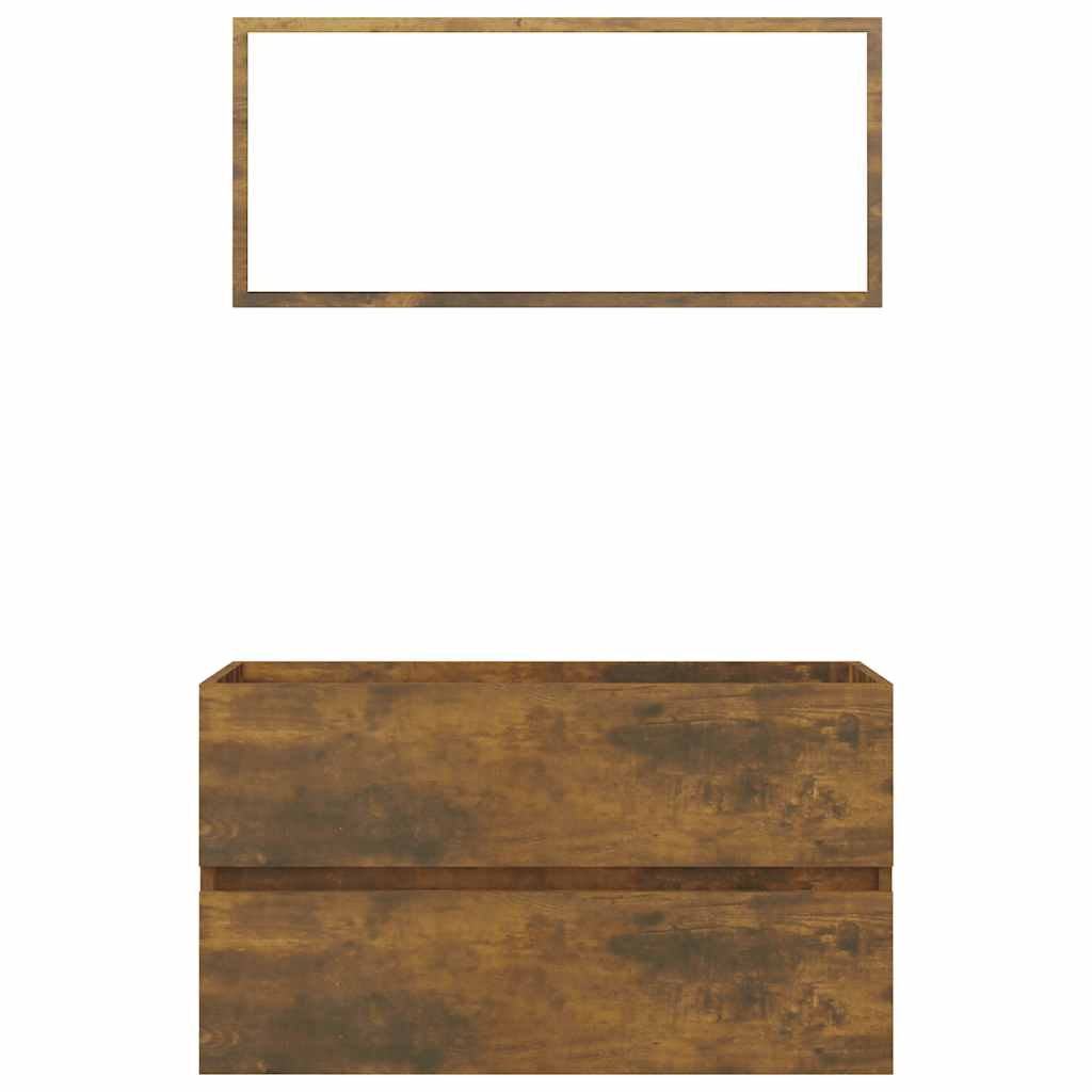 Zestaw mebli do łazienki 2 części drewno klejone - dąb wędzony, 1 - number 2.