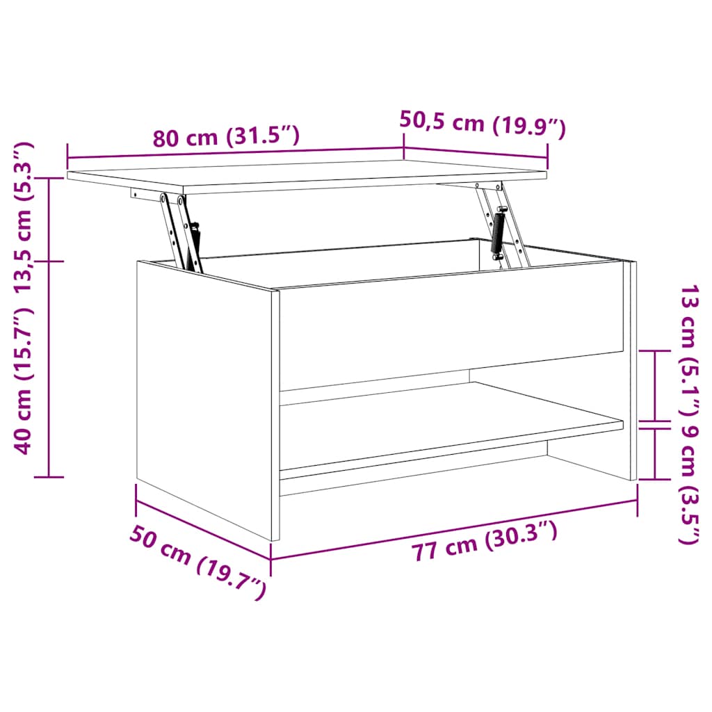 Sofabord 80x50x40 cm konstrueret træ - hvid, 1 - number 9.