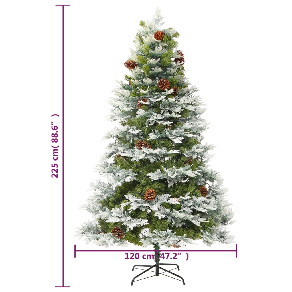 Sapin de noël avec pommes de pin et lumières pvc et pe 225 cm vert - 225 x 120 cm, 1 - number 12.