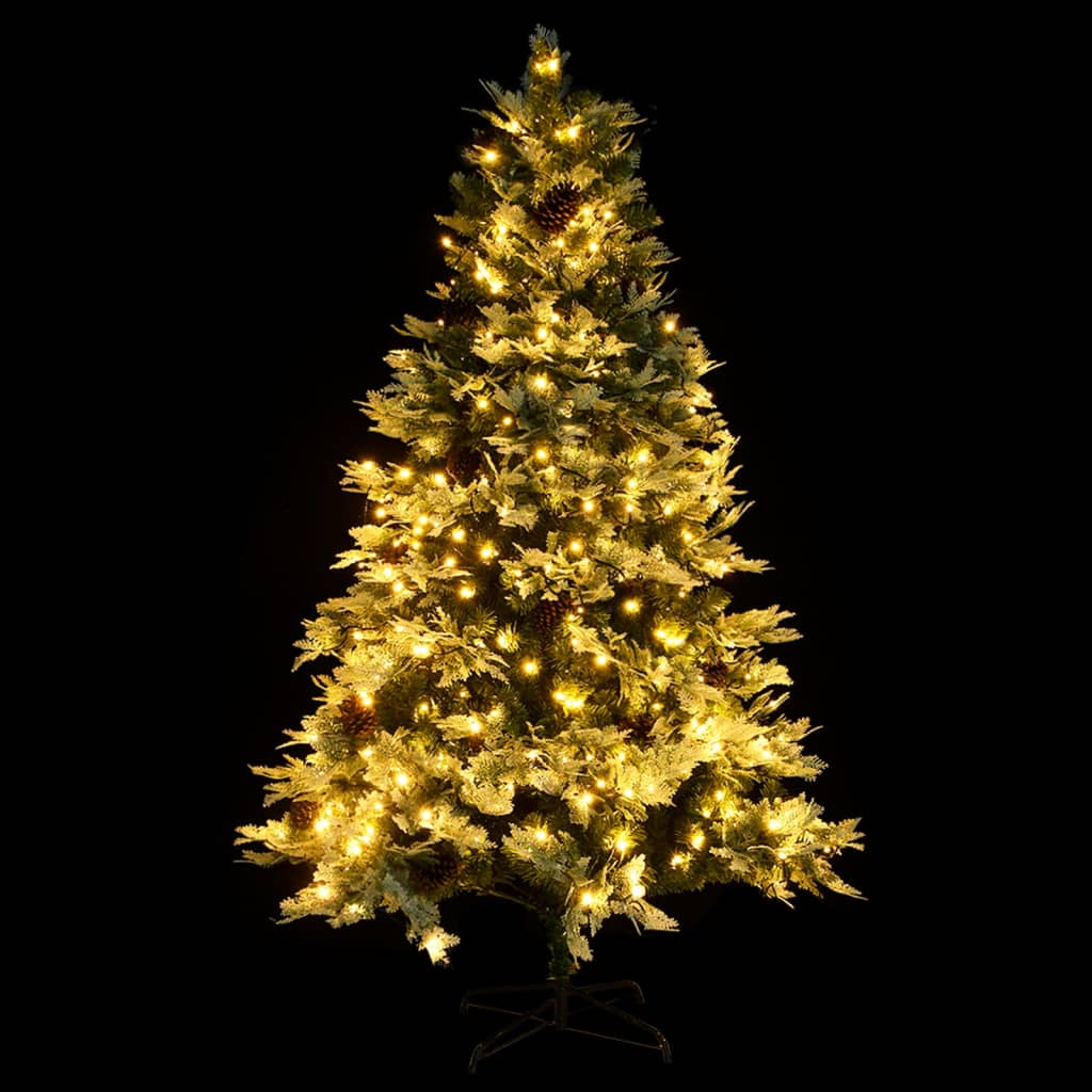 Sapin de noël avec pommes de pin et lumières pvc et pe 225 cm vert - 225 x 120 cm, 1 - number 4.