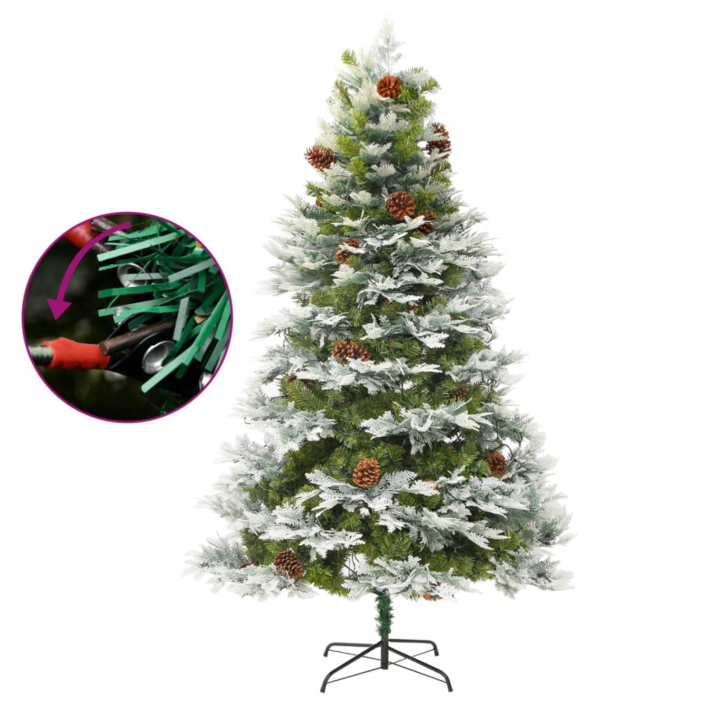Sapin de noël avec pommes de pin et lumières pvc et pe 225 cm vert - 225 x 120 cm, 1 - number 3.