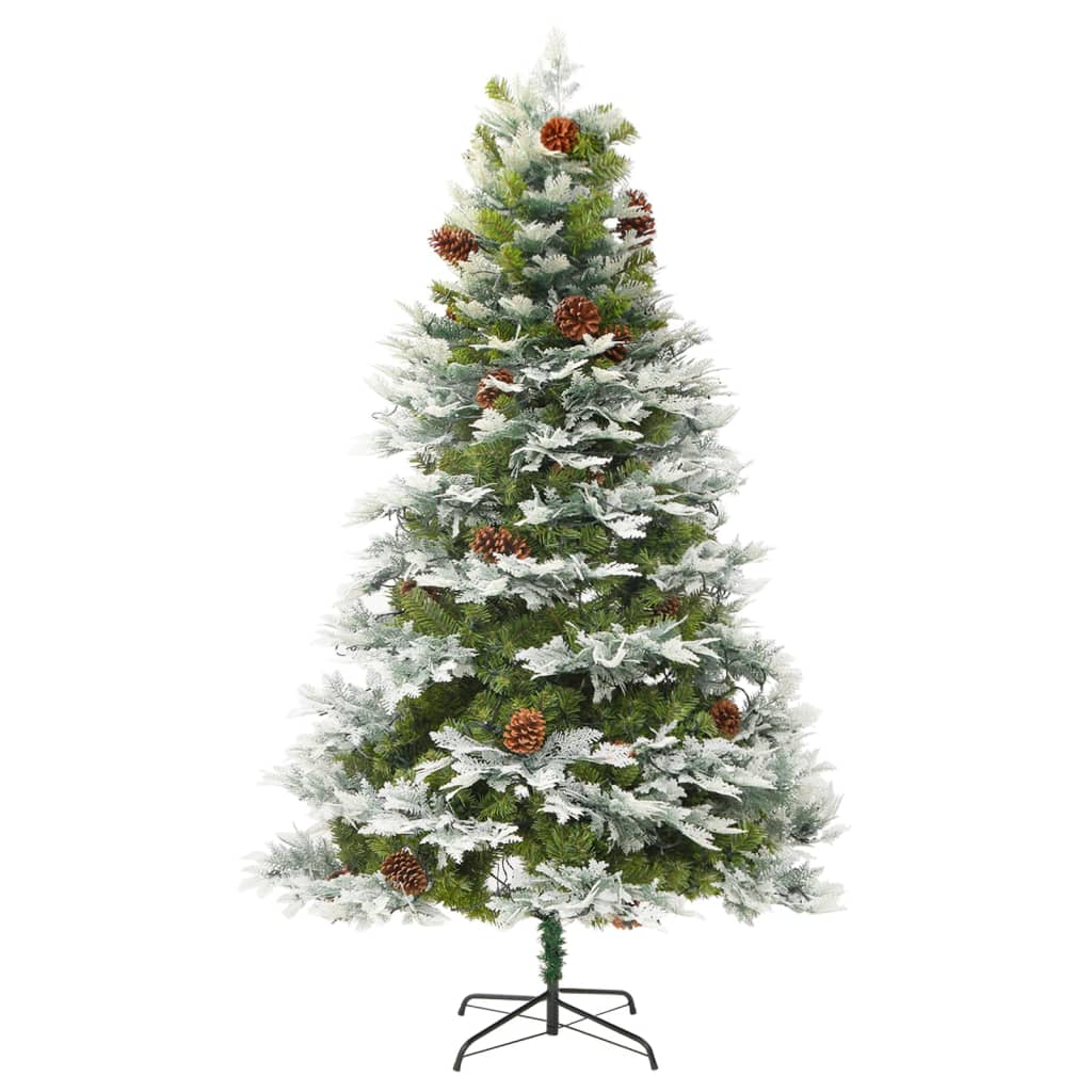 Sapin de noël avec pommes de pin et lumières pvc et pe 225 cm vert - 225 x 120 cm, 1 - number 5.
