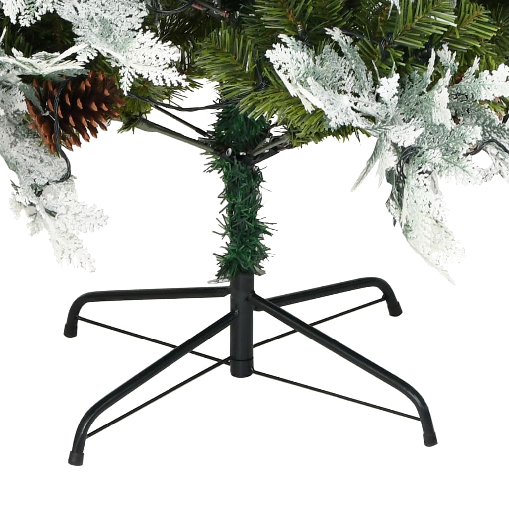 Sapin de noël avec pommes de pin et lumières pvc et pe 225 cm vert - 225 x 120 cm, 1 - number 9.