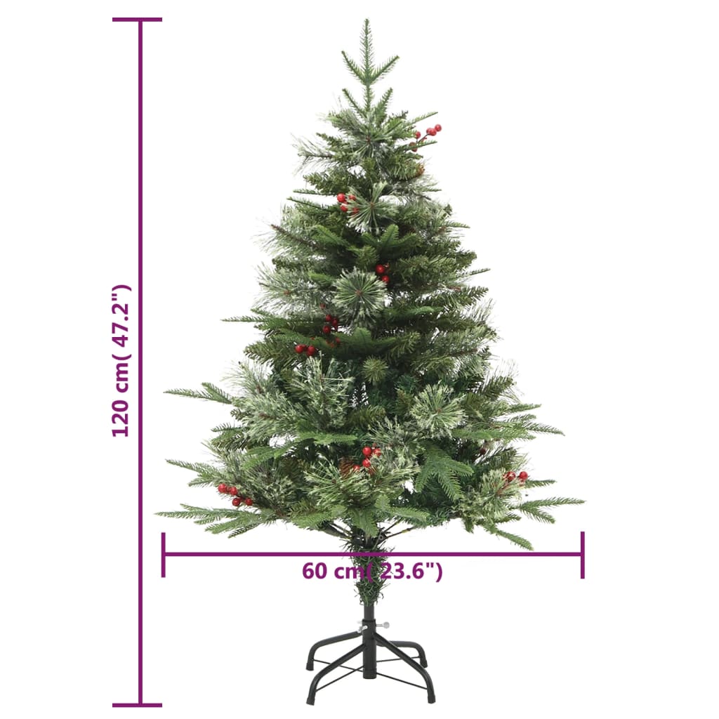 Sapin de noël avec pommes de pin et lumières pvc et pe 120 cm vert - 120 x 60 cm, 1 - number 11.