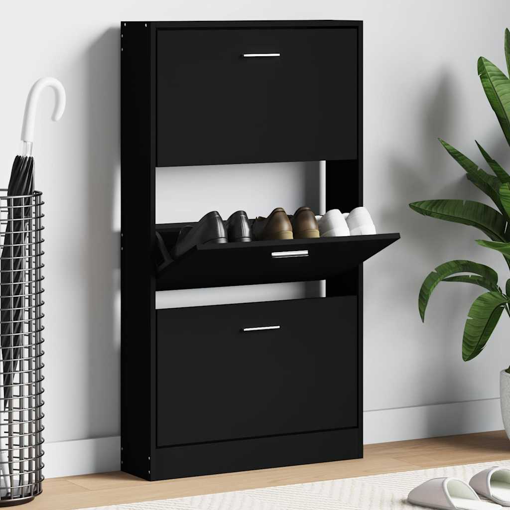 Ormarić za cipele 59x17x108 cm konstruirano drvo - crni, 1, 108 cm - number 1.