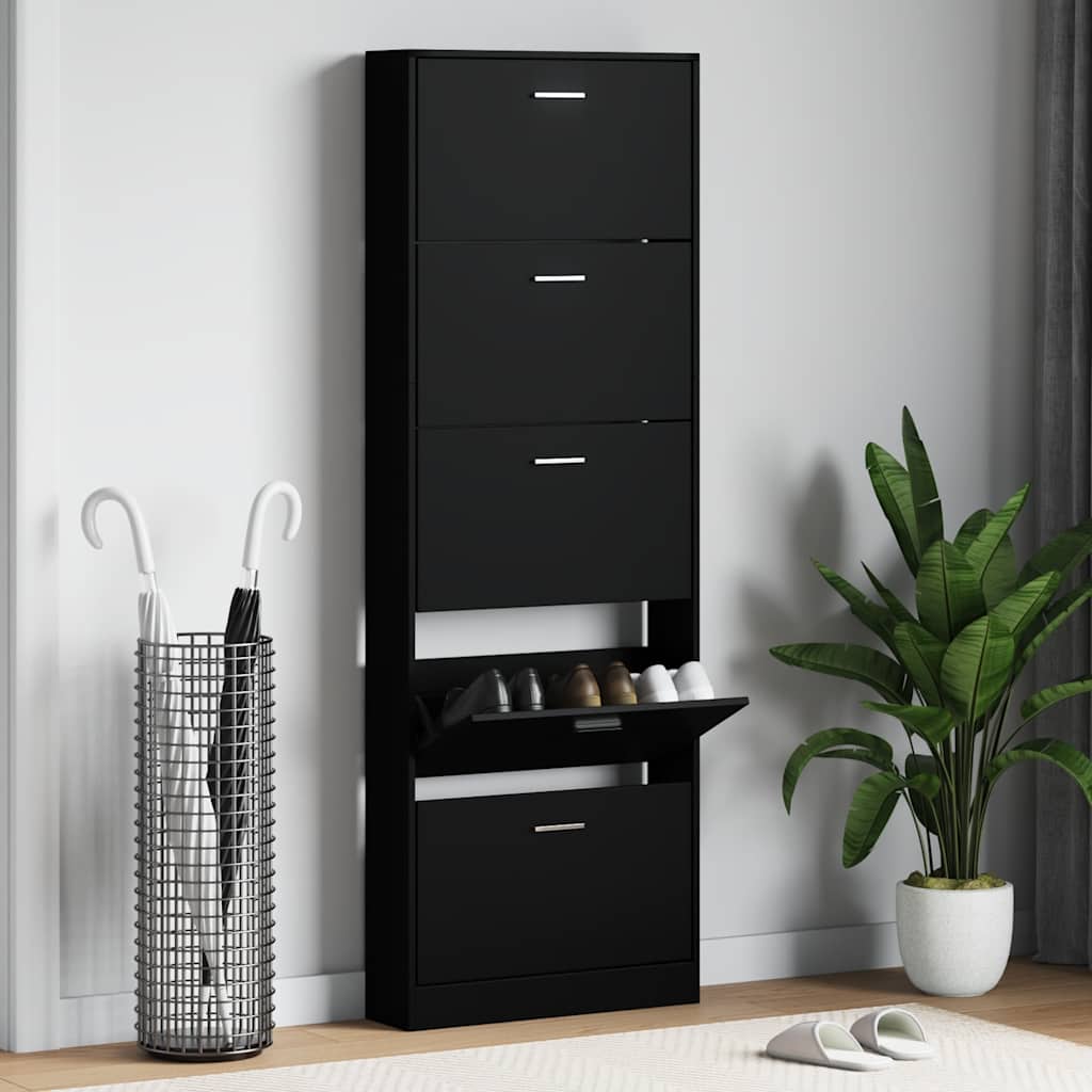 Ormarić za cipele 59x17x169 cm izrađeno drvo - crni, 1, 169 cm - number 1.