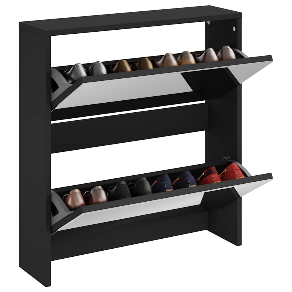 Ormarić za cipele s ogledalom 2 police 63x17x67 cm - crna, 1,67 cm - number 3.