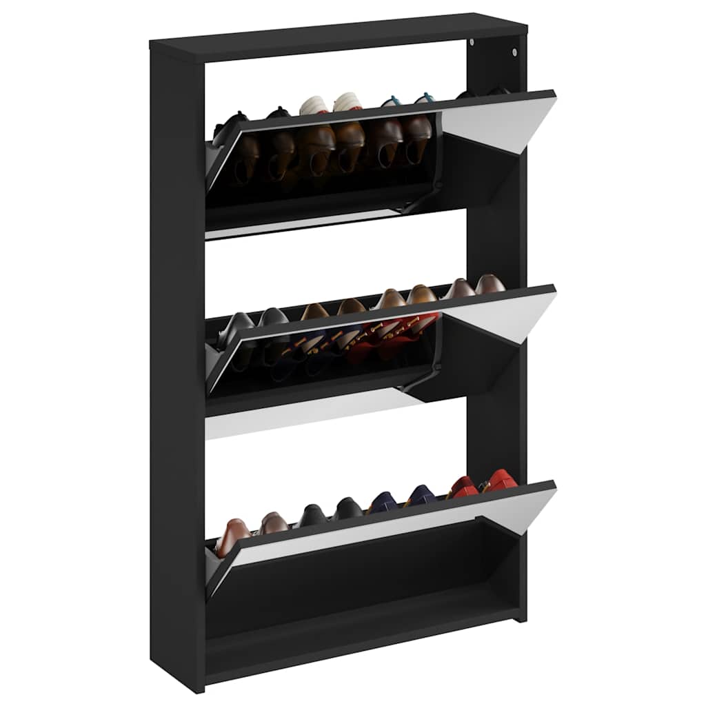 Ormarić za cipele s ogledalom 3 police 63x17x102,5 cm - crna, 1, 102,5 cm - number 3.