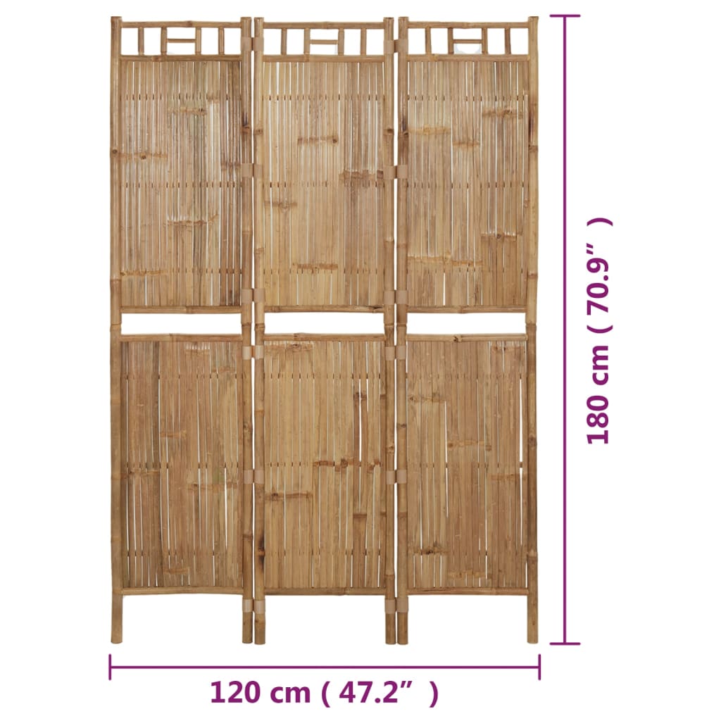 3-panels romdeler 120x180 cm bambus - number 8.