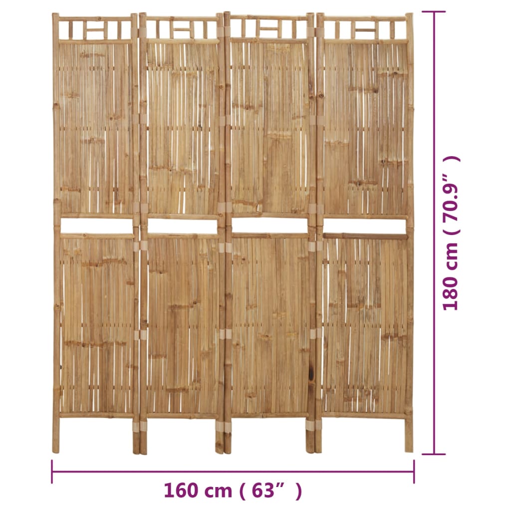 4-panels rumdeler 160x180 cm bambus - number 8.