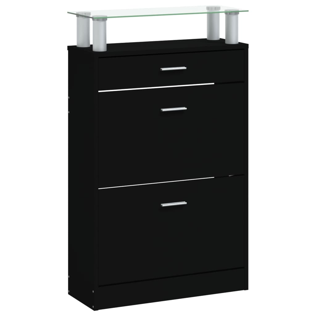 Shoe cabinet 63x24x104 cm engineered wood - black, 1 - number 5.
