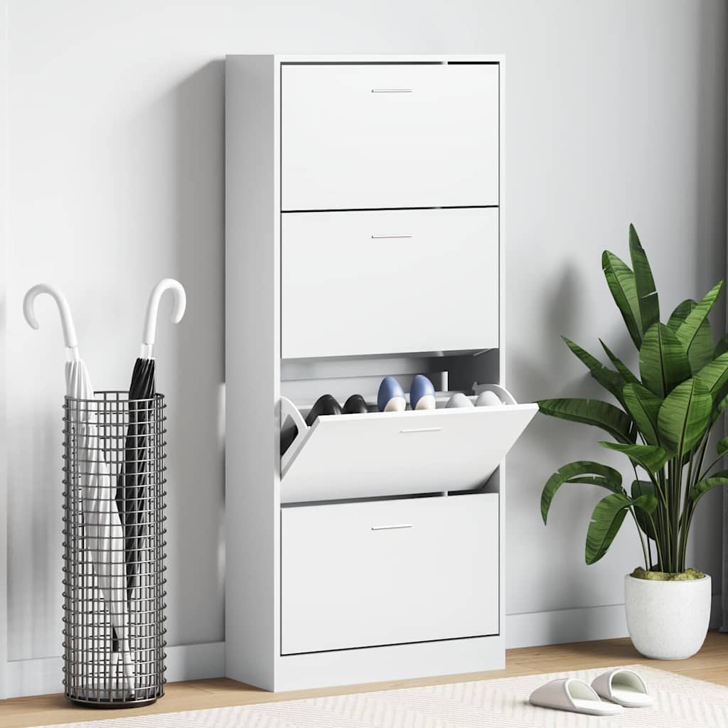 Ormarić za cipele 63x24x147 cm konstruirano drvo - bijelo, 1, 147 cm, ooo 1 - number 1.