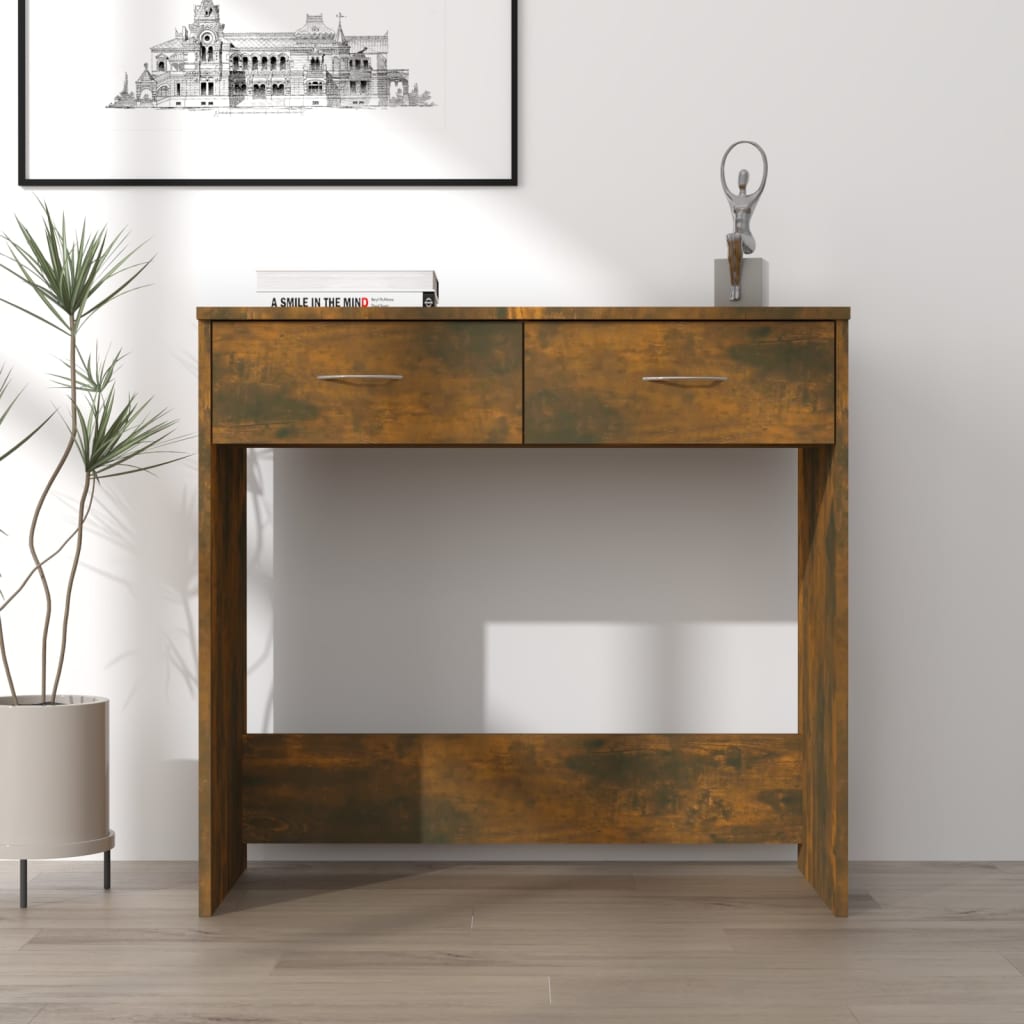 Desk 80x40x75 cm engineered wood smoked oak color - smoked oak - number 1.