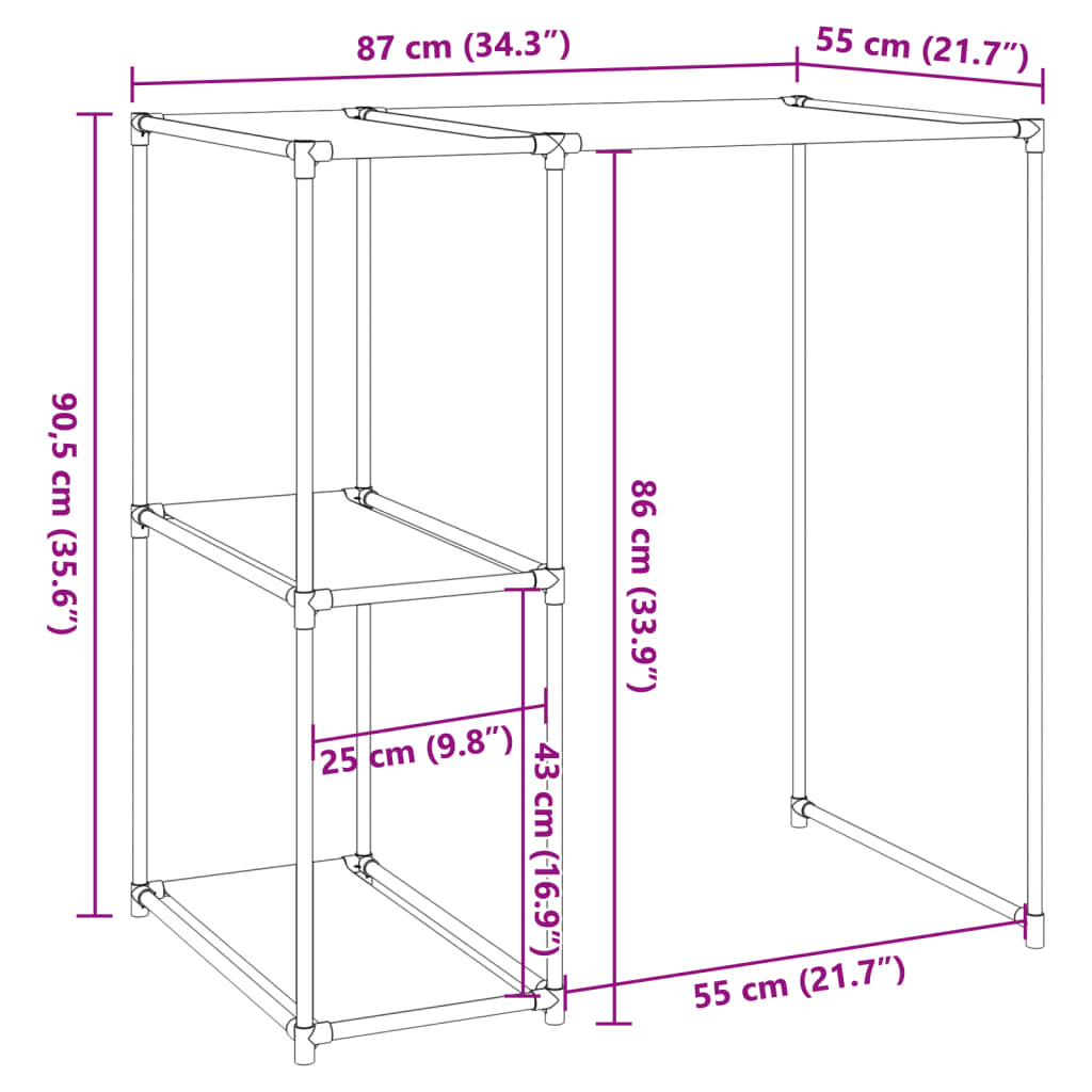 Storage rack above washing machine 87x55x90.5 cm iron - grey - number 7.
